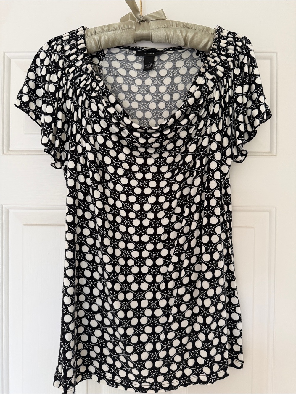 Alfani Black & White Women’s Geometric Cowl-Neck Tunic - Size S